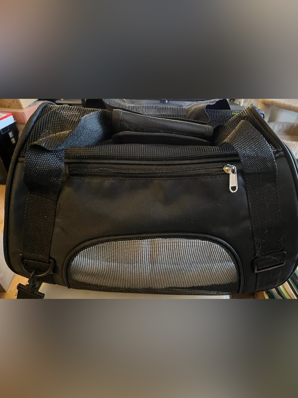 Small Pet Carrier - Leather with Sherpa bed